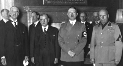Chamberlain Daladier Hitler Mussolini at Munich Agreement