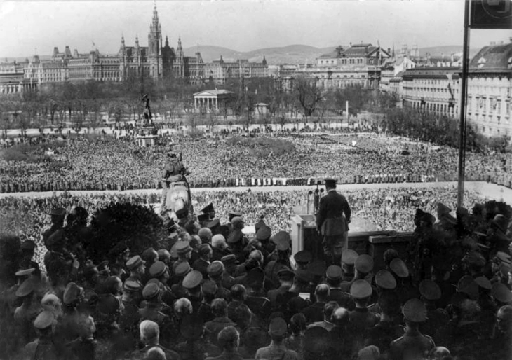 Hitler announces Anschluss on Heldenplatz, Vienna, 15 March 1938